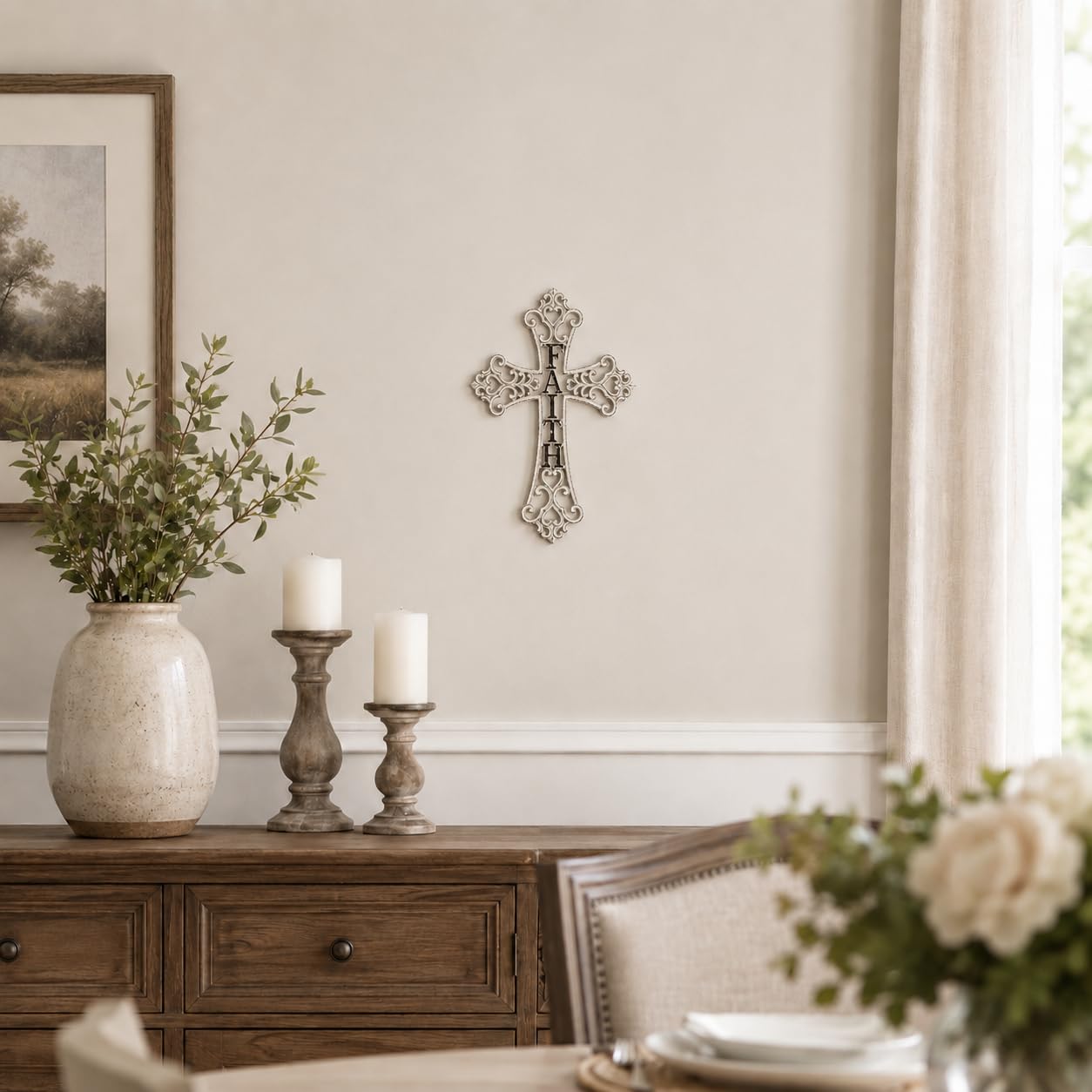 Comfy Hour 13.8 Inch White Cross for Wall, Faith Cross Wall Decor