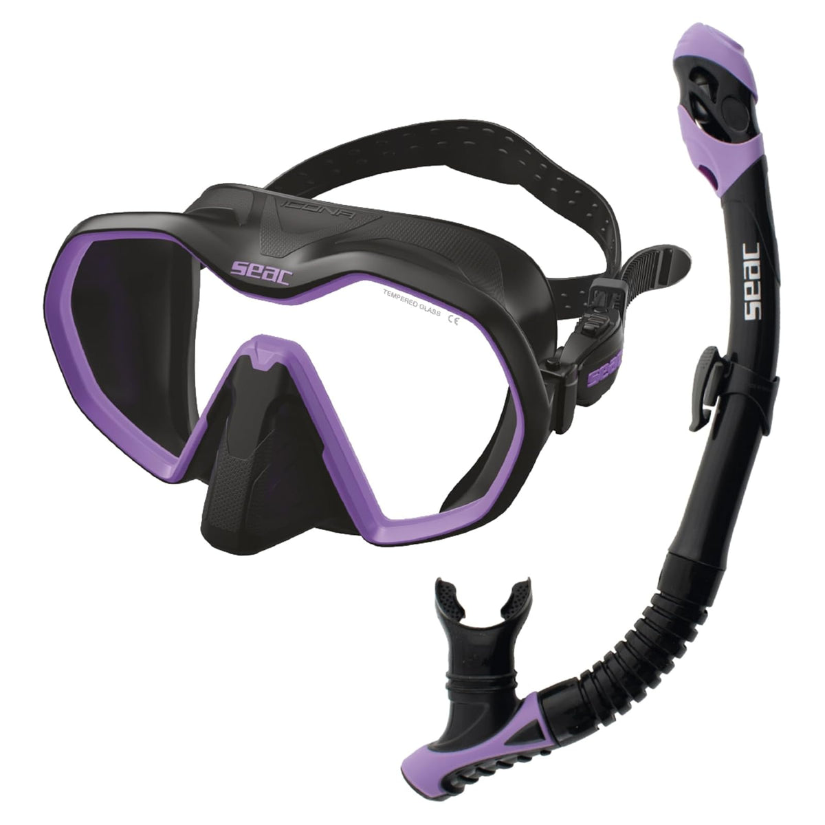 SEAC Snorkeling Set, One Size, Black/Lilac