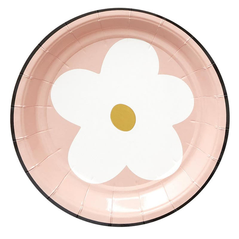 Santa Barbara Design Studio Disposable Dessert Plate Pack Round Paper Plates, 7" Diameter, Flower, 8-Count