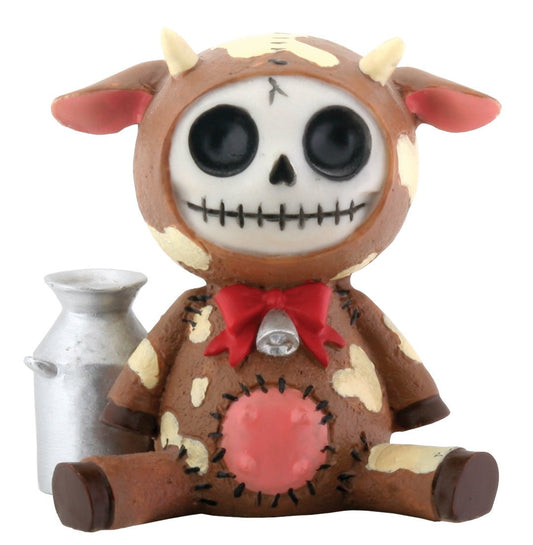 Pacific Trading SUMMIT COLLECTION Furrybones Brown Moo Moo Signature Skeleton in Dairy Cow Costume with Tin Milk Can