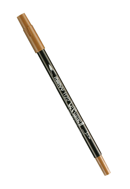 Uchida 1122-C-54 Marvy Extra Fine Tip Le Plume II Double Ender Marker Pen, Burnt Umber