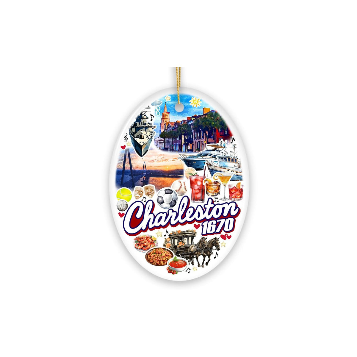 OrnamentallyYou Hanging Ornament, Historically Vibrant Charleston Ornament, Char