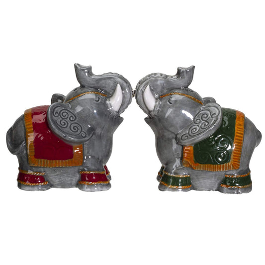 Pacific Trading Giftware Raja Elephants Ceramic Salt and Pepper Shakers Set