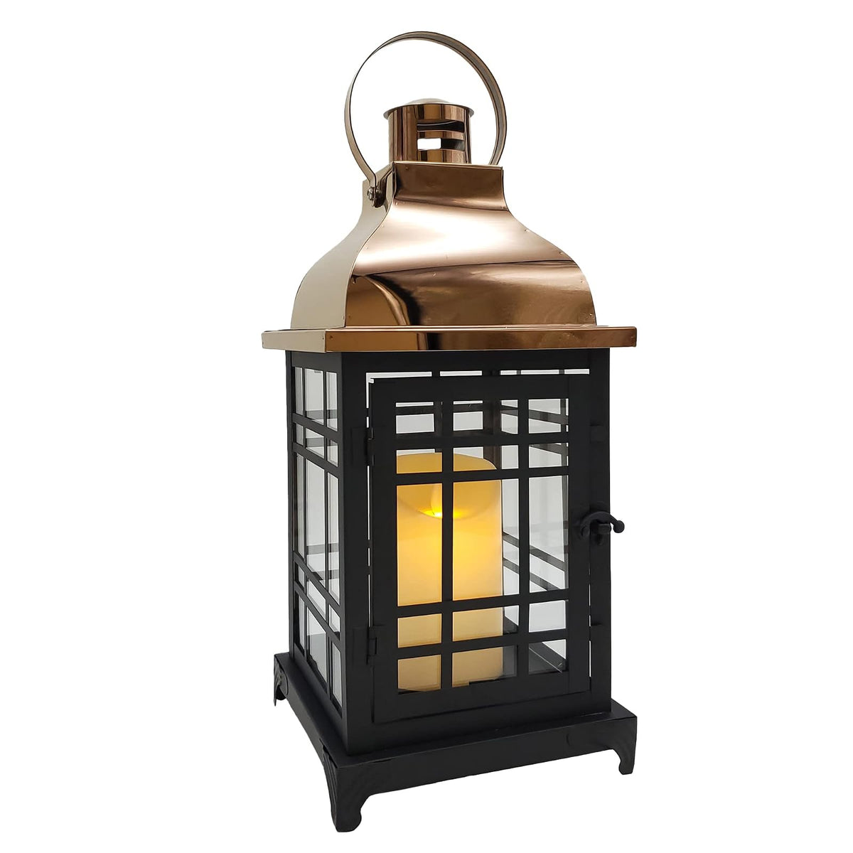 Lumabase Electric Lantern, Black, Rustic/Vintage