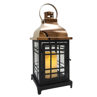 Lumabase Electric Lantern, Black, Rustic/Vintage