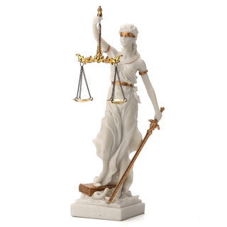 Unicorn Studio Veronese Design 12 Inch Blind Lady Justice Themis Resin Statue White Gold Finish