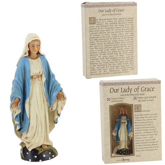 Our Lady of Grace Statue - 3.5" Ceramic Painted (Roman 5028-3)