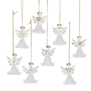 Kurt Adler Clear Glass Angel Ornament, 1.57-Inch, Set of 8