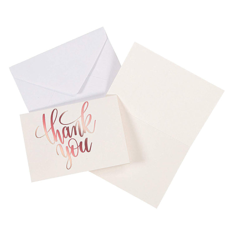 Fun Express ROSE GOLD FOIL THANK YOU CARDS 12PC - Stationery - 12 Pieces