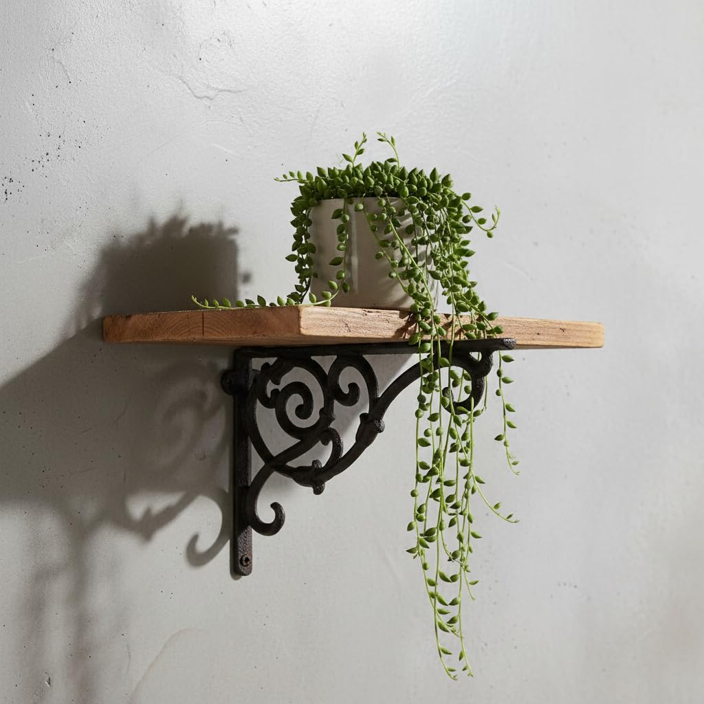 Comfy Hour Antique and Vintage Collection Cast Iron Outdoor Garden Wall Mount Bracket Plant Hanger, Set of 2