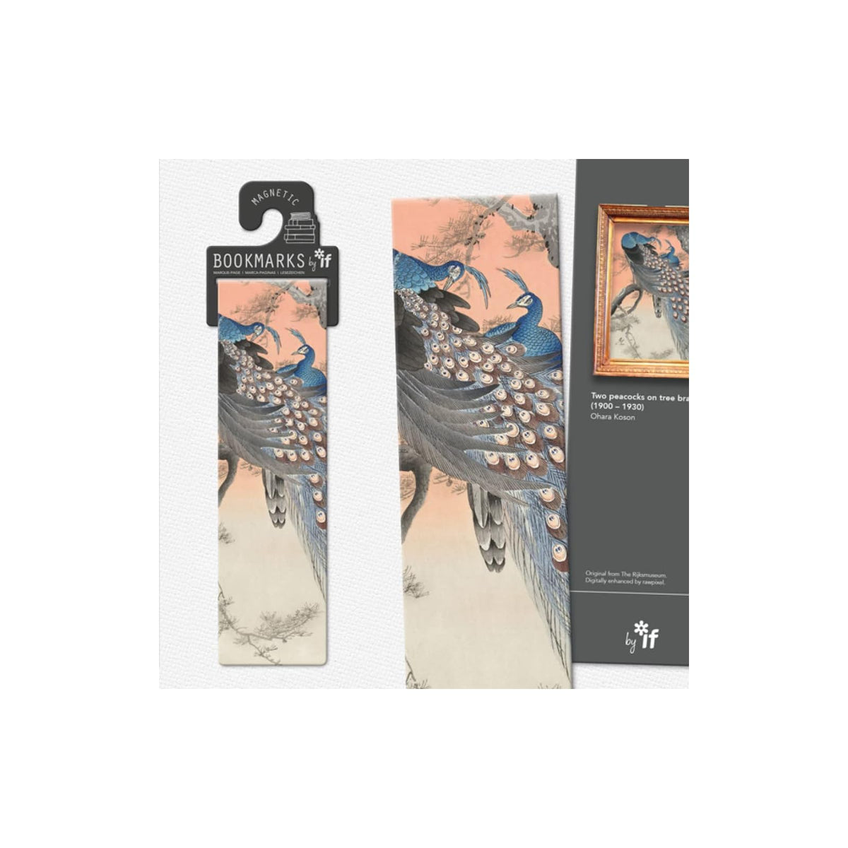 IF Bookmark, Blue and Green, Two Peacocks