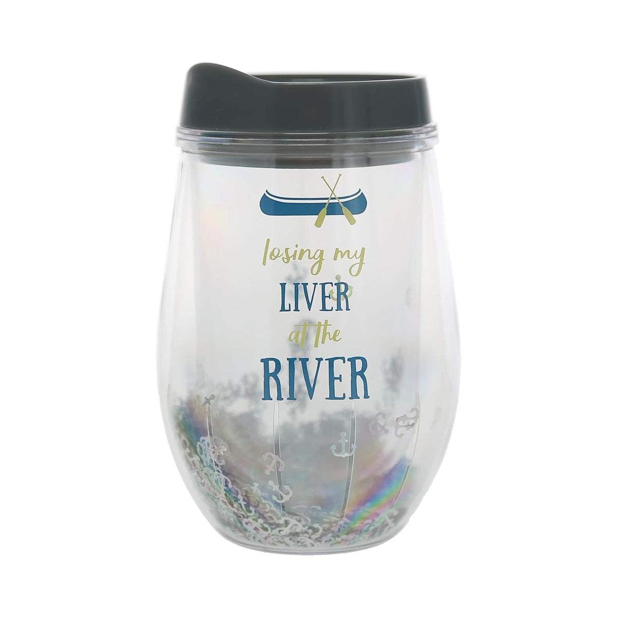 Pavilion Gift Company Drinking Cup, 12 Ounces, Blue, green, and silver