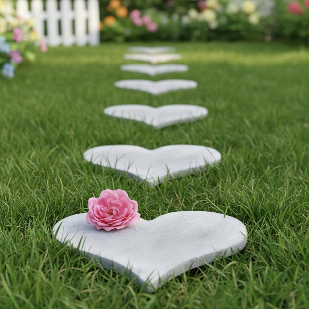 Comfy Hour Rustic Style Outdoor Collection Cast Iron Garden Stepping Stone - Heart, Beige
