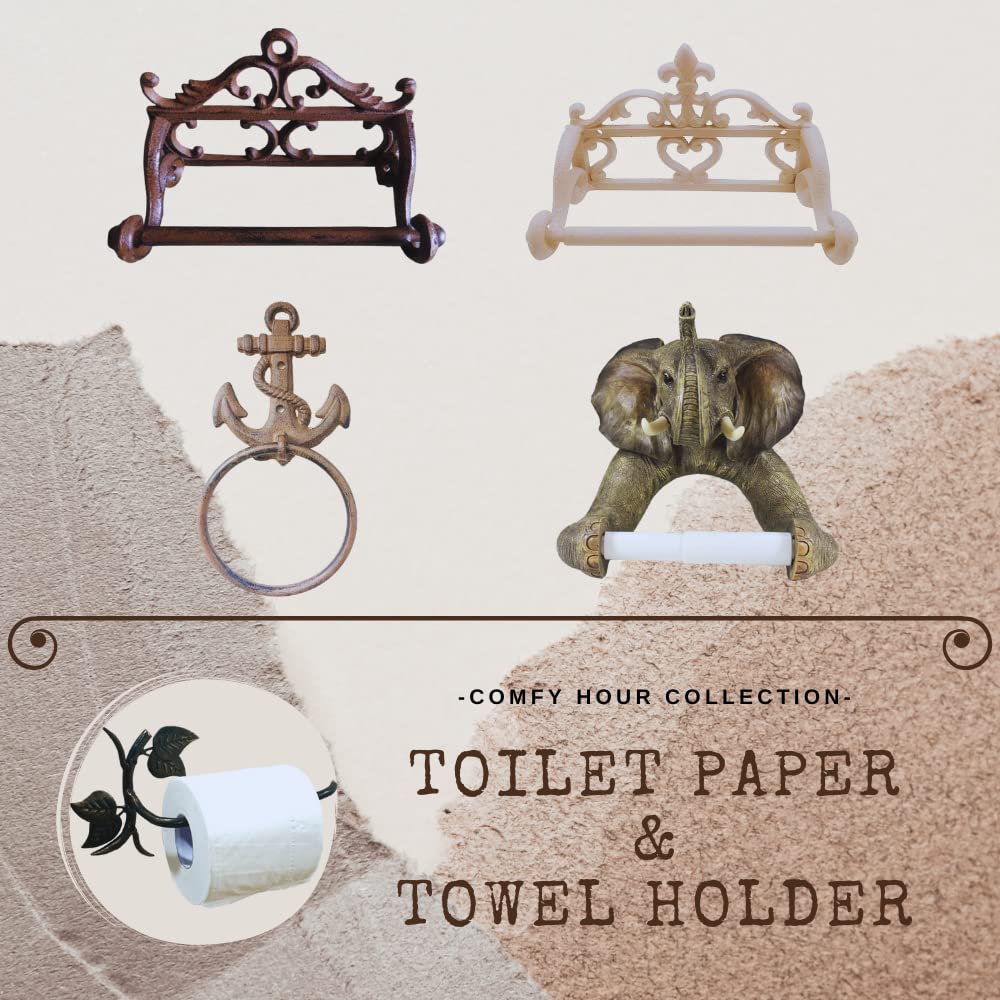 Comfy Hour 6.3 Inch Cast Iron Toilet Paper Holder, Vintage Wall Mount