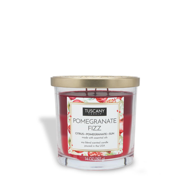 Empire Candle Tuscany Candle Premium Satin Wax Pomegranate Fizz 14 Ounce Jar Candle