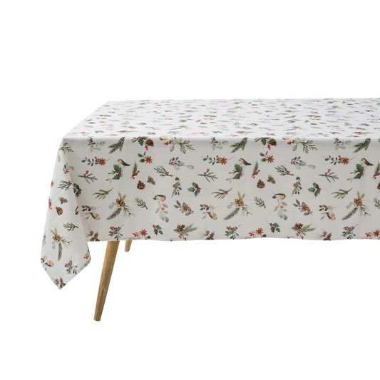Coucke Printed Table Cloth,Christmas Magic, 70-Inches by 118-Inches, 54% Cotton 46% Linen