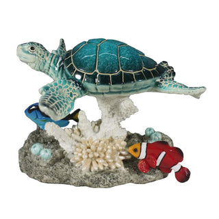 Comfy Hour 7 Inch Sea Turtle Figurine, Coral Fish Beach Decor