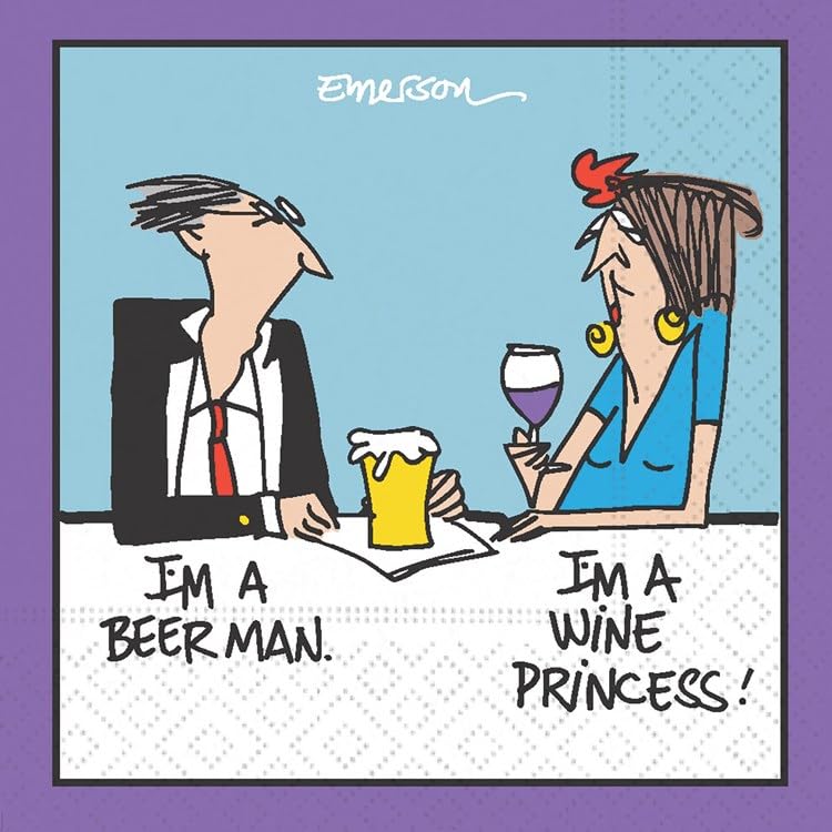 DESIGN DESIGN Beer Man Wine Princess Beverage Napkin, Party Supplies