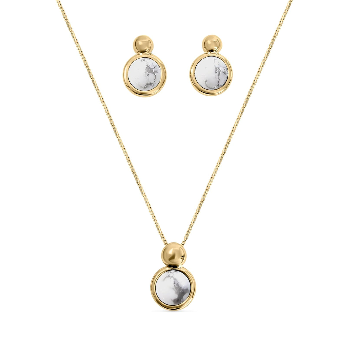 BStones Jewelry Set, Yellow Gold, Howlite