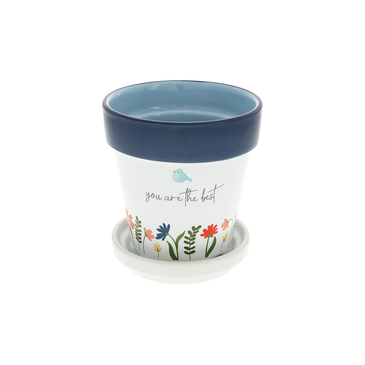 Pavilion Gift Company Planter, 4", White, Blue