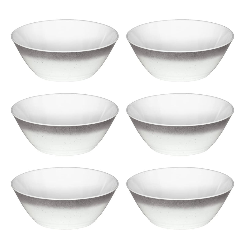 TarHong Ombre Rim Speckle Bowl, Grey, 5.9" x 2.2", 19.5 oz, Melamine, Set of 6