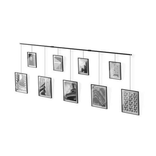 Umbra Exhibit Wall Frame with Metal Rod for Hanging-Rimless Design-Suitable for Living Room, Bathroom, Bedroom, Entryway and More, Black
