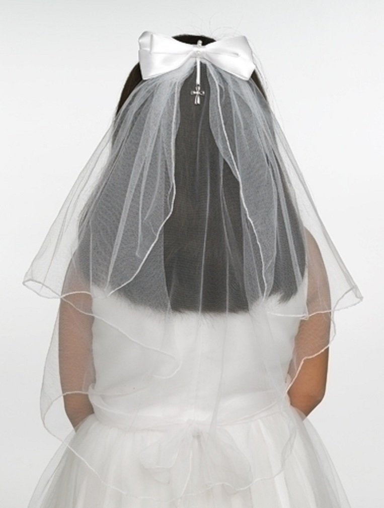 Roman Jessica Communion Bow with Cross and Charm