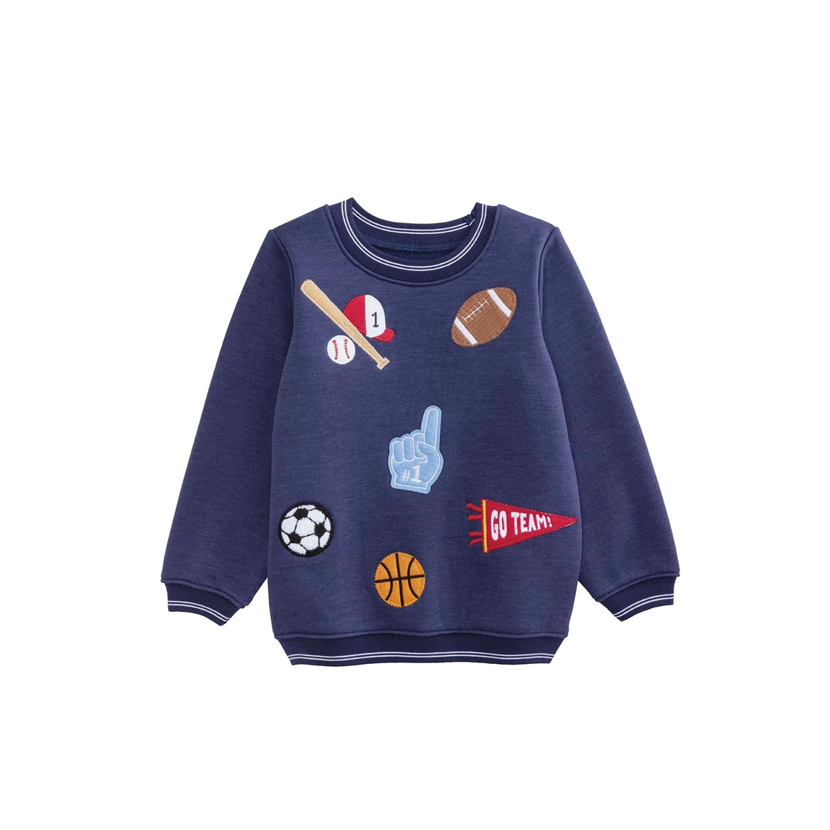 Mud Pie Sweatshirt, Navy, Kids Sports Patch Sweatshirt