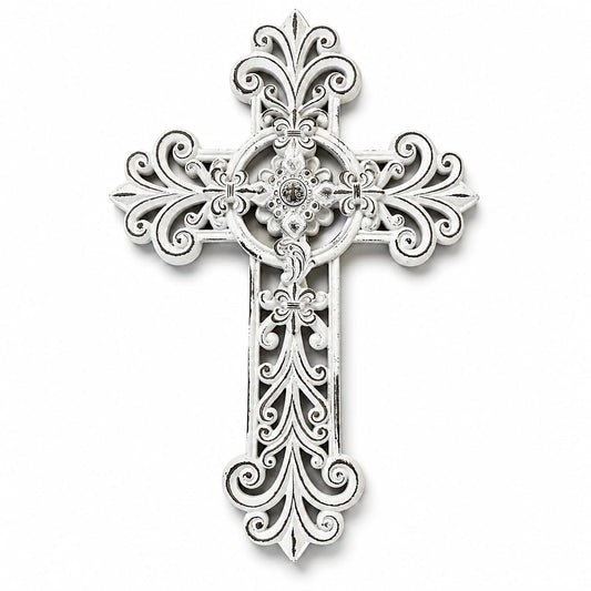 Comfy Hour 12 Inch Cross Wall Decor, White Wall Cross