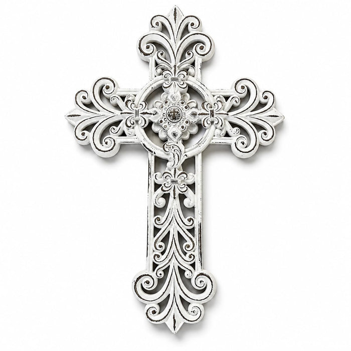 Comfy Hour 12 Inch Cross Wall Decor, White Wall Cross