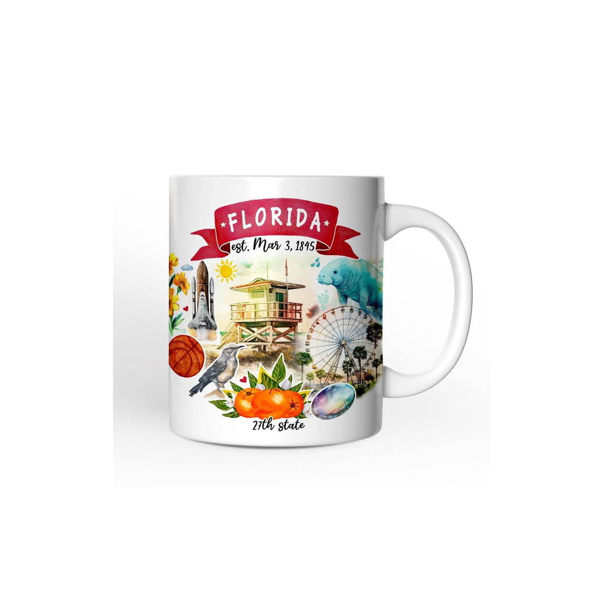 OrnamentallyYou Drinking Cup, 12 Ounces, Artistic Florida State Themes and Landm