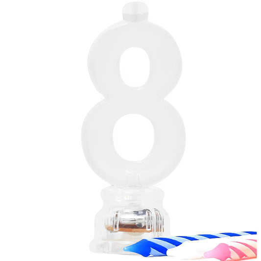 Unique Industries Multicolor Flashing Number 8 Cake Topper & Birthday Candle Set, 5pc