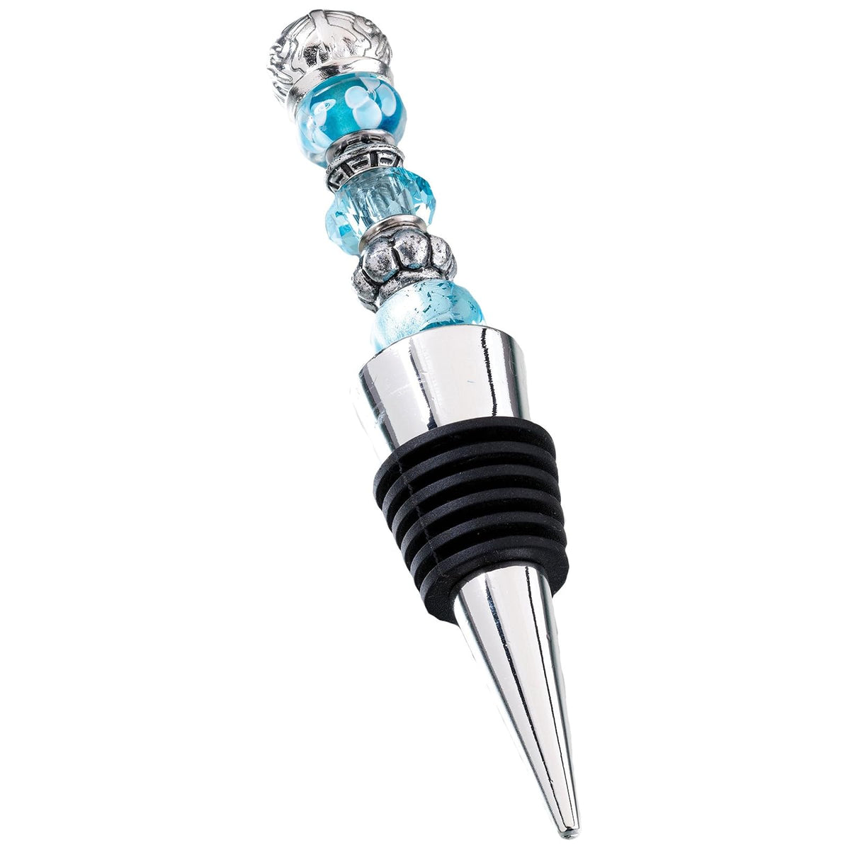 Lillian Rose Bottle Stopper, 4.5", Aqua