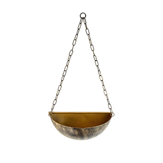 Foreside Home & Garden Antique Hanging Wall Planter Brass Metal