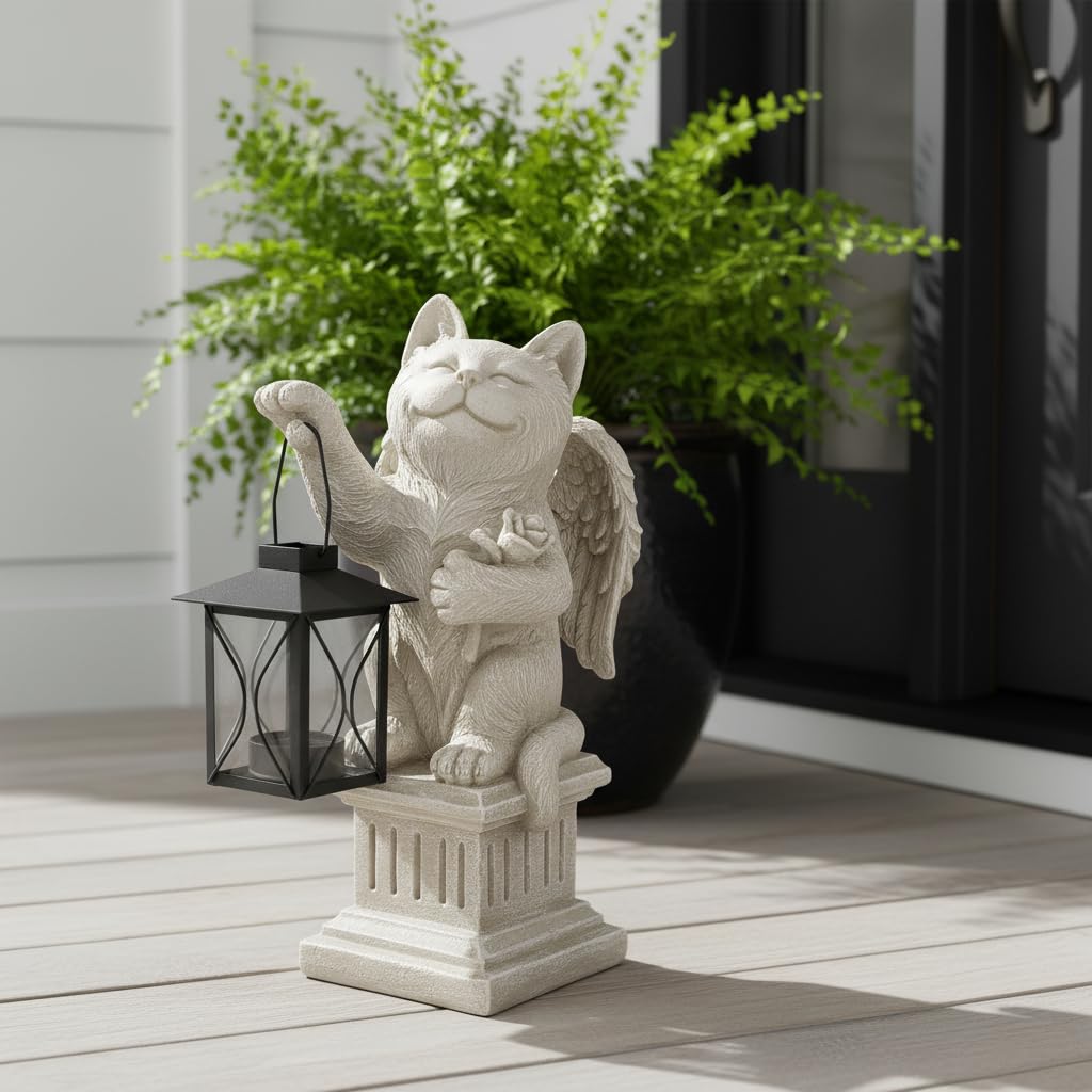 Comfy Hour 12.6 Inch Cat Angel Statue Outdoor, Memorial Figurine