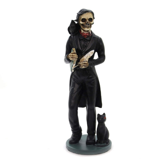 Pacific Trading YTC 5.5 Inch Skeledgar Allan Poe Skeleton Figurine with Book, Black