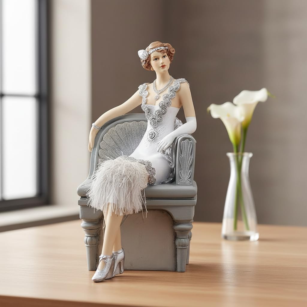 Comfy Hour 9.5 Inch Lady Figurine, 1920s Art Deco Woman Statue
