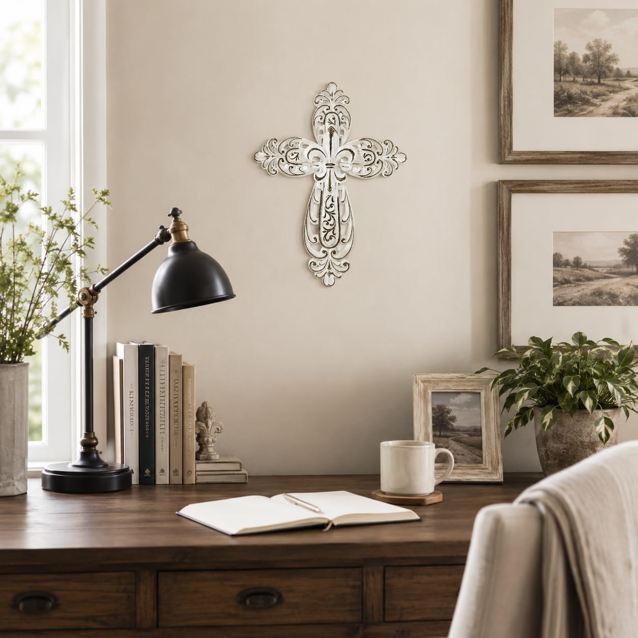 Comfy Hour 12 Inch Cross Wall Decor, White Cross for Wall