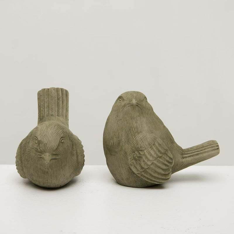 Meravic Concrete Bird Verde Figurine, Set of 2, Tabletop Decoration