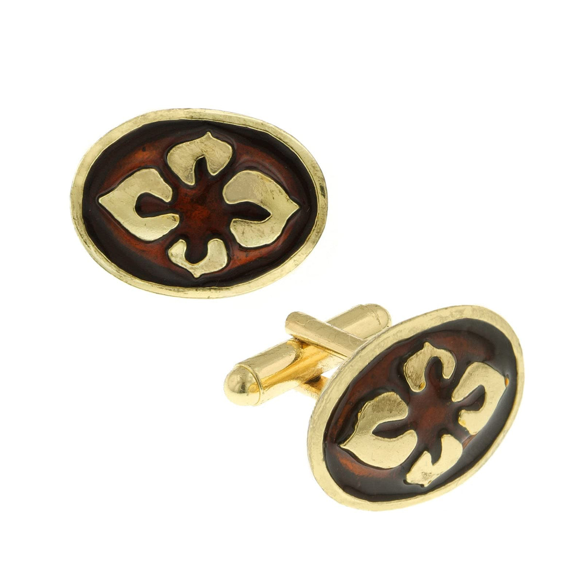 1928 Jewelry Company Cuff Link, 0.8" L x 0.65" W, Brown