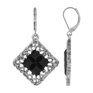 1928 Jewelry Company Earring, 1.85"L x 1.11"H, Black