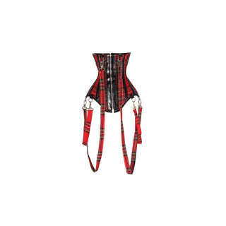 luvsecretlingerie Corset, Small, Red Tartan (Zip)