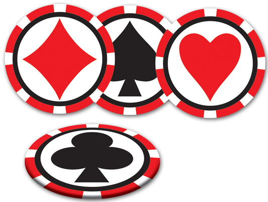 Beistle Casino Night Drink Coasters, Red and Black