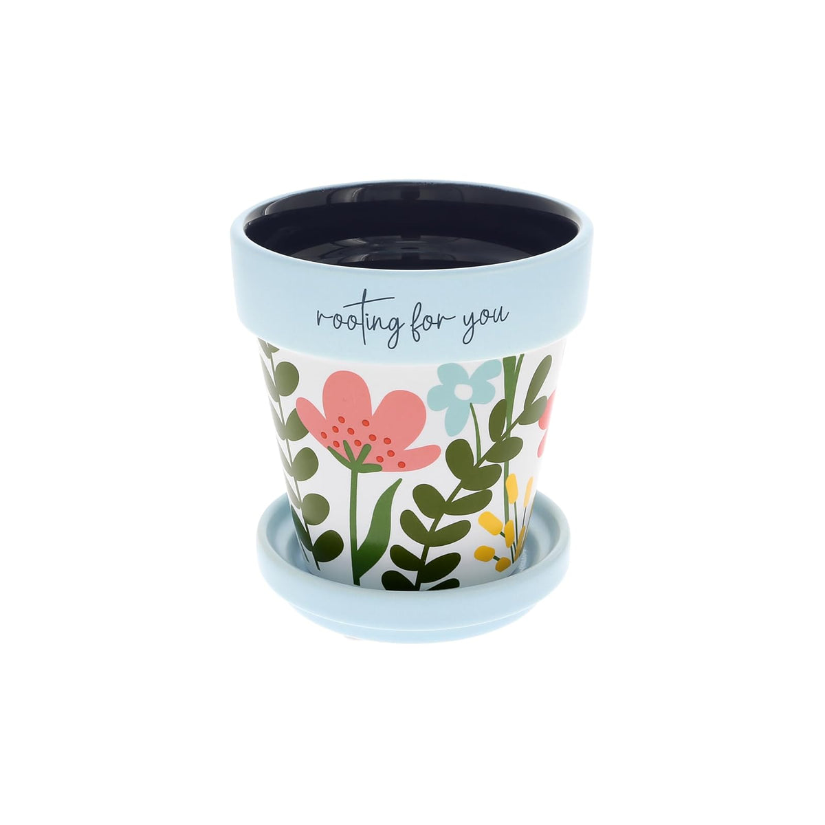Pavilion Gift Company Planter, 4", Blue, White, Green
