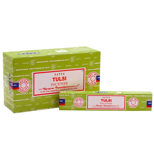 New Age Imports Satya Tulis Incense Sticks Staya Tulsi Agarbatti 12 Count 180 Garms