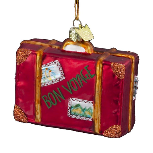 Kurt Adler 3-1/2-Inch Noble Gems Glass "Bon Voyage" Suitcase Ornament