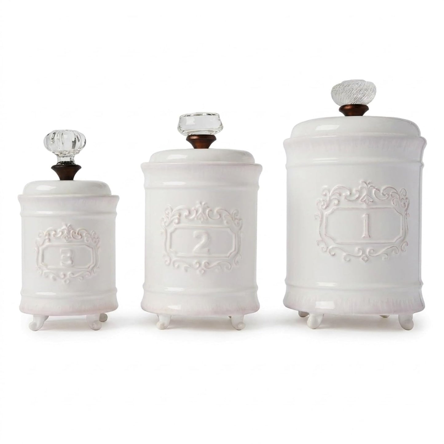 Mud Pie Kitchen Canister Set of 3, White