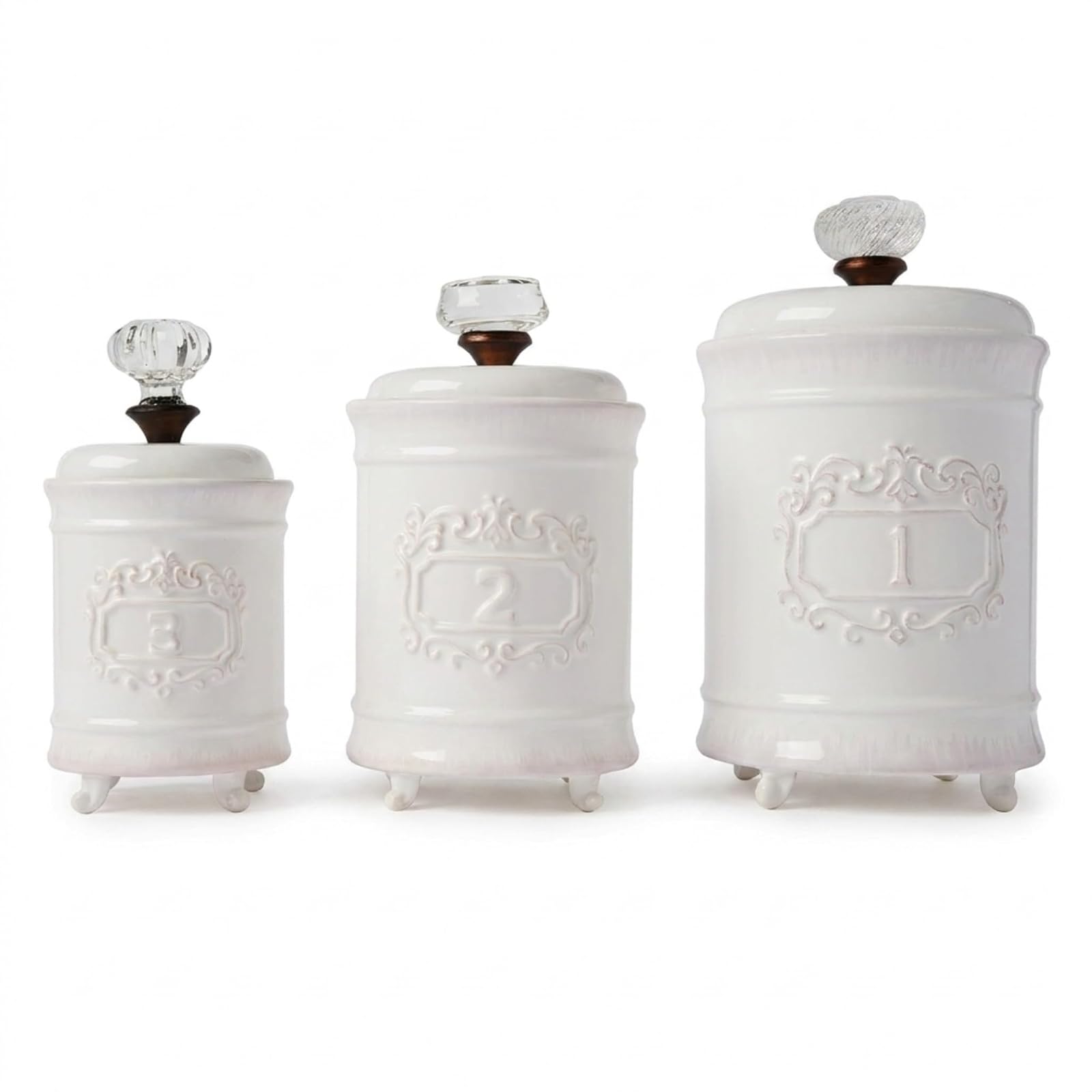 Mud Pie Kitchen Canister Set of 3, White