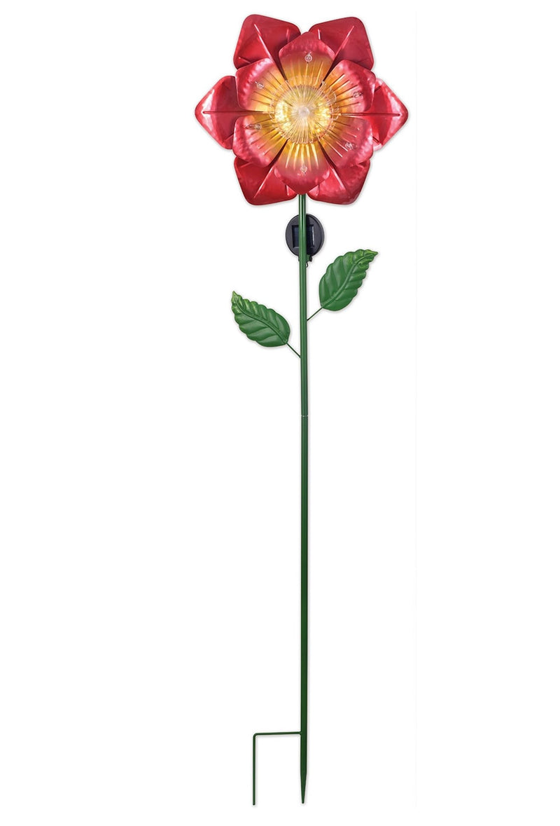 Sunset Vista Design Solar Garden Stakes - Fiber Optic Poppy Decorative Garden Stake with Sensor, 48-Inch Tall, Red