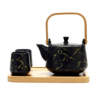 Urban Tokyo Teapot, 20 Fluid Ounces, Marble Black